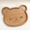 Wooden Rilakkuma Plate Cute Solid Wood Tray Cute Cartoon Divided Kids Dinnerware Snack Fruit Dessert Dish Tableware Bowl