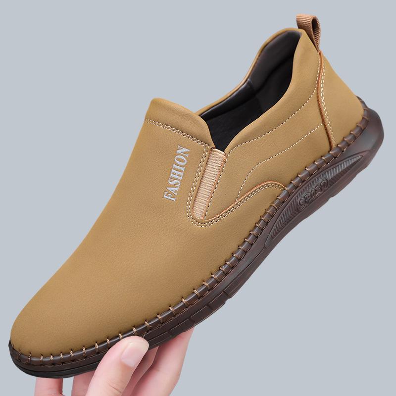 Men's daily casual leather shoes Men's soft leather soft soles Lazy foot cover shoes Single shoes Loafers Leather shoes 339