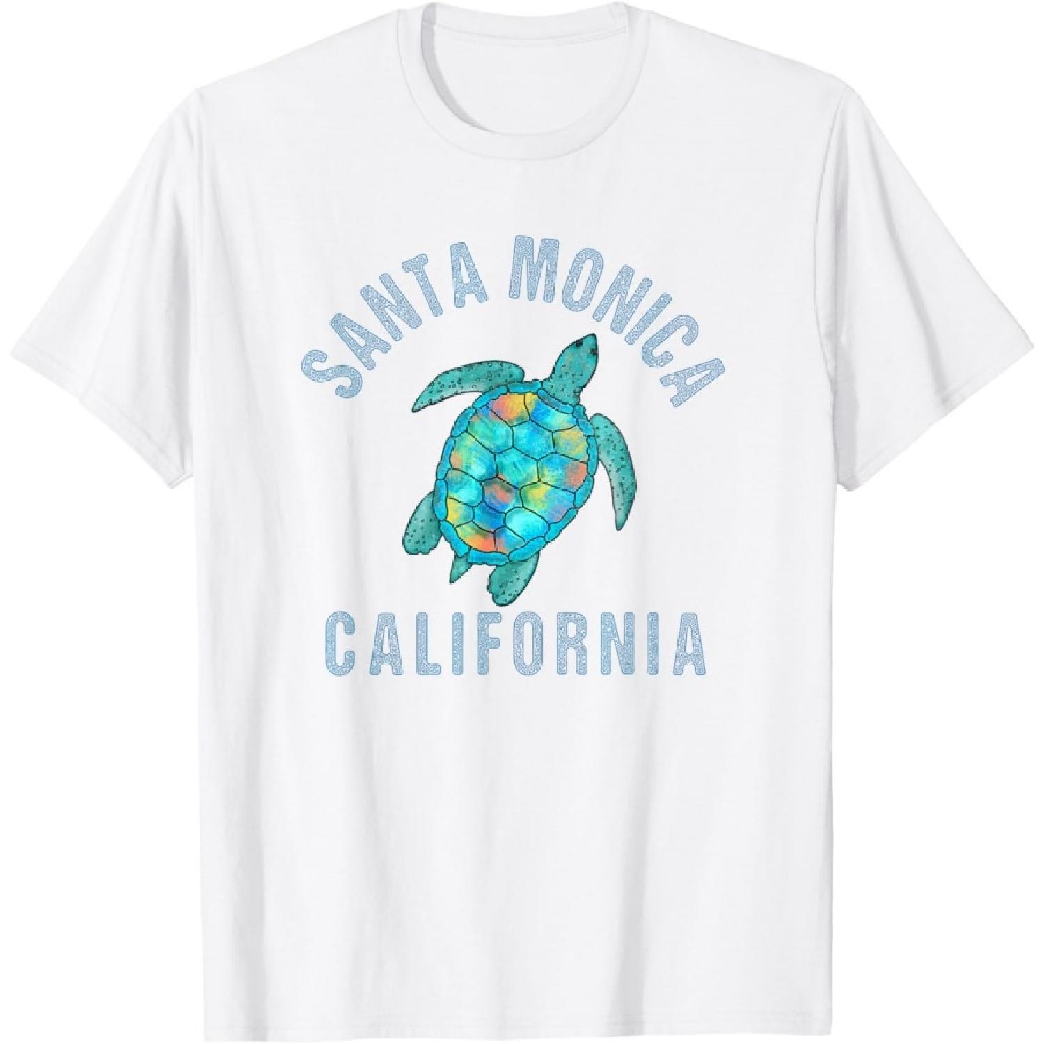 Santa Monica Beach Design _ Sea Turtle Illustration Gift T-Shirt XXXXXL белый