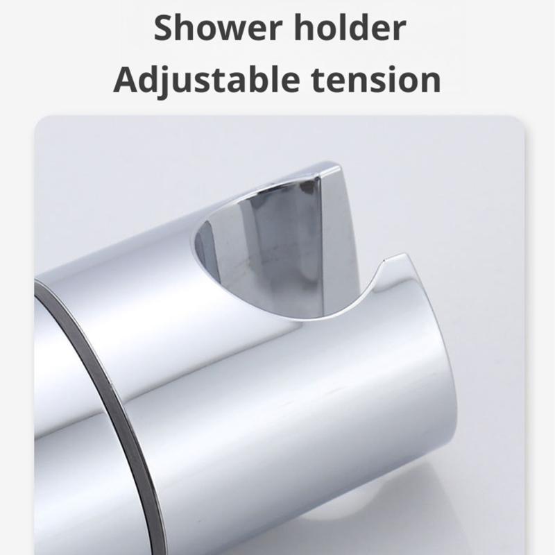 Round Rail Shower Head Mount Replacement Holder Part in ABS for Bathroom Repair with Tightening Knob and Height Positioning