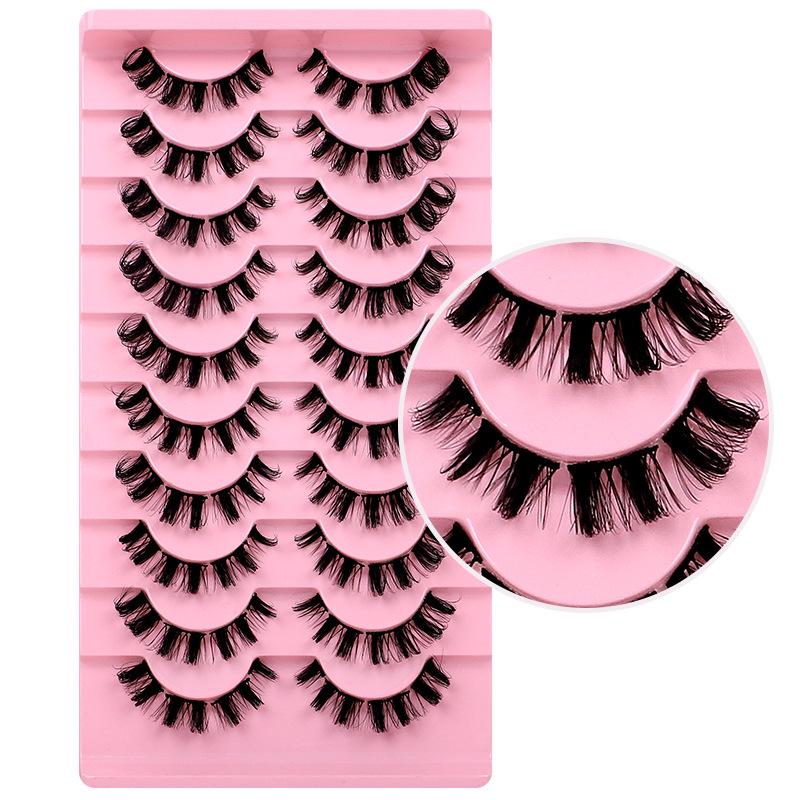 

Cross-Border Russian Volume 3D Curl Eyelashes - 10 Pairs of Long, Natural European & American Style False Lashes Standard