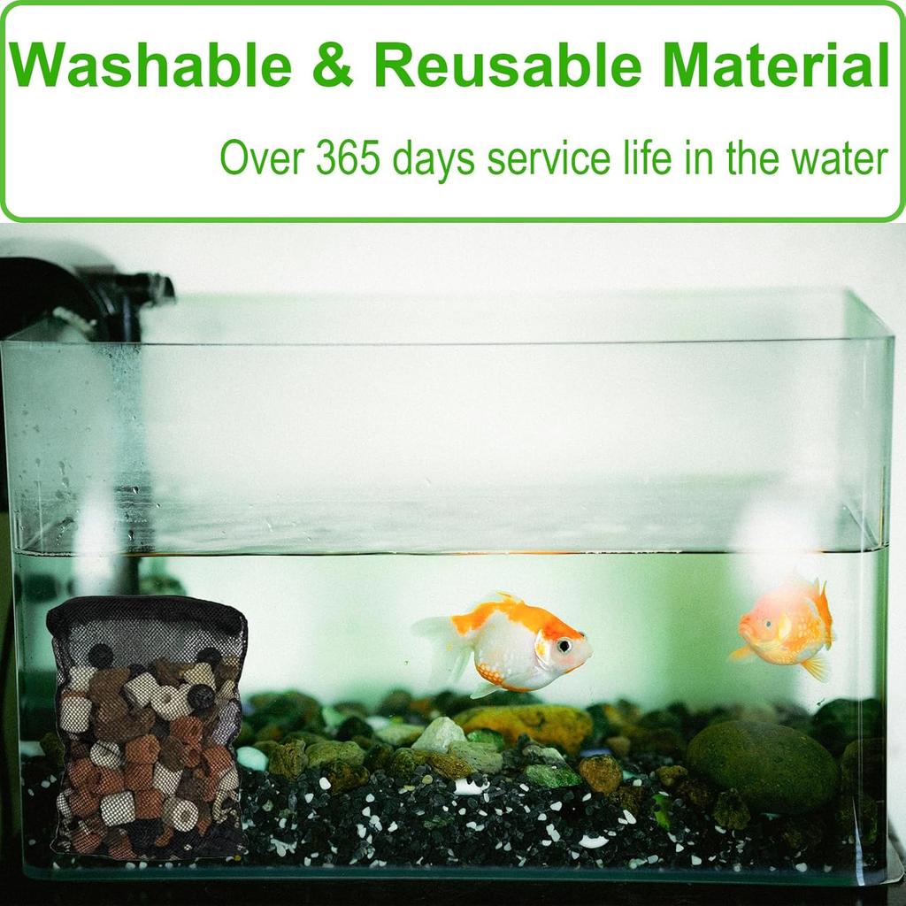 10 Pcs 3" X 4" Aquarium Filter Media Bags Small, Mini Fish Tank Media Mesh Filter Bags for Activated Carbon, Ceramic Media Rings, Mesh Reble Bags