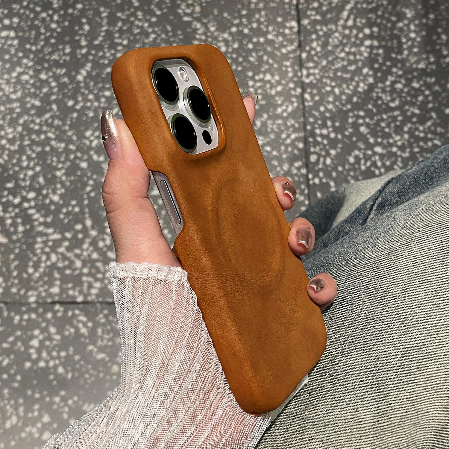 

Роскошный магнитный матовый винтажный кожаный чехол для телефона iPhone 16 15 14 13 Pro Max с беспроводной зарядкой, противоударный чехол for iPhone 16