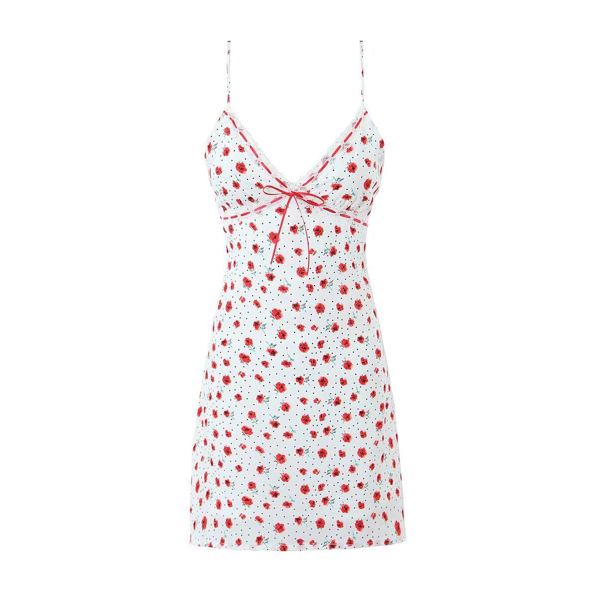 

Классическое платье с V-образным вырезом и цветочным принтом для женщин ZARZ с поясом на талии Small