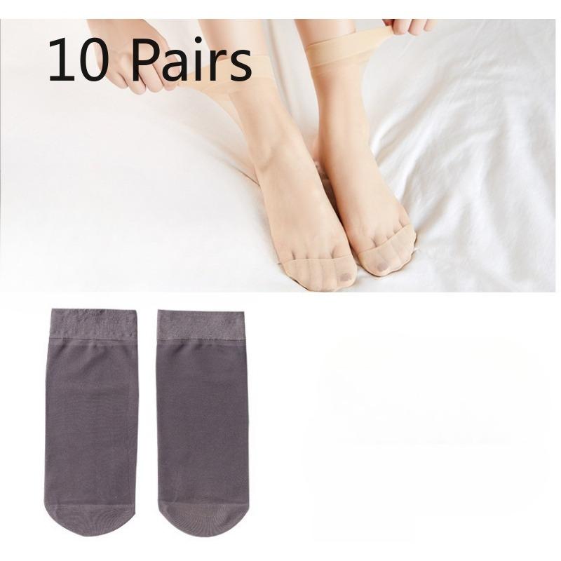 

10 пар женских летних ультратонких прозрачных носков из хрустального шелка, не скользящих, устойчивых к зацепкам и износу 10 Pairs