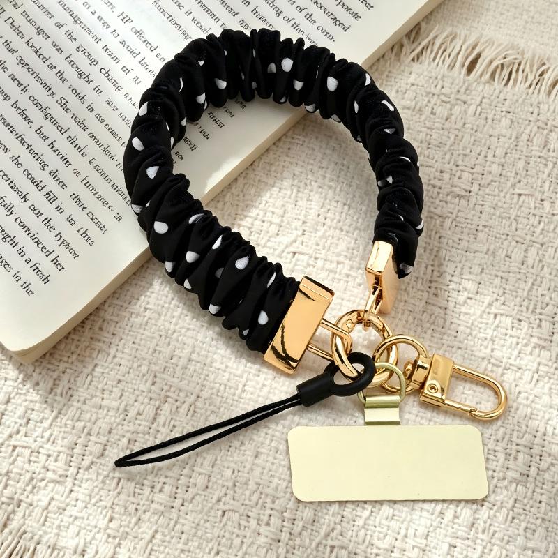 Women's Summer Pleated Phone Lanyard & Wrist Strap - Elegant Charm & Chain