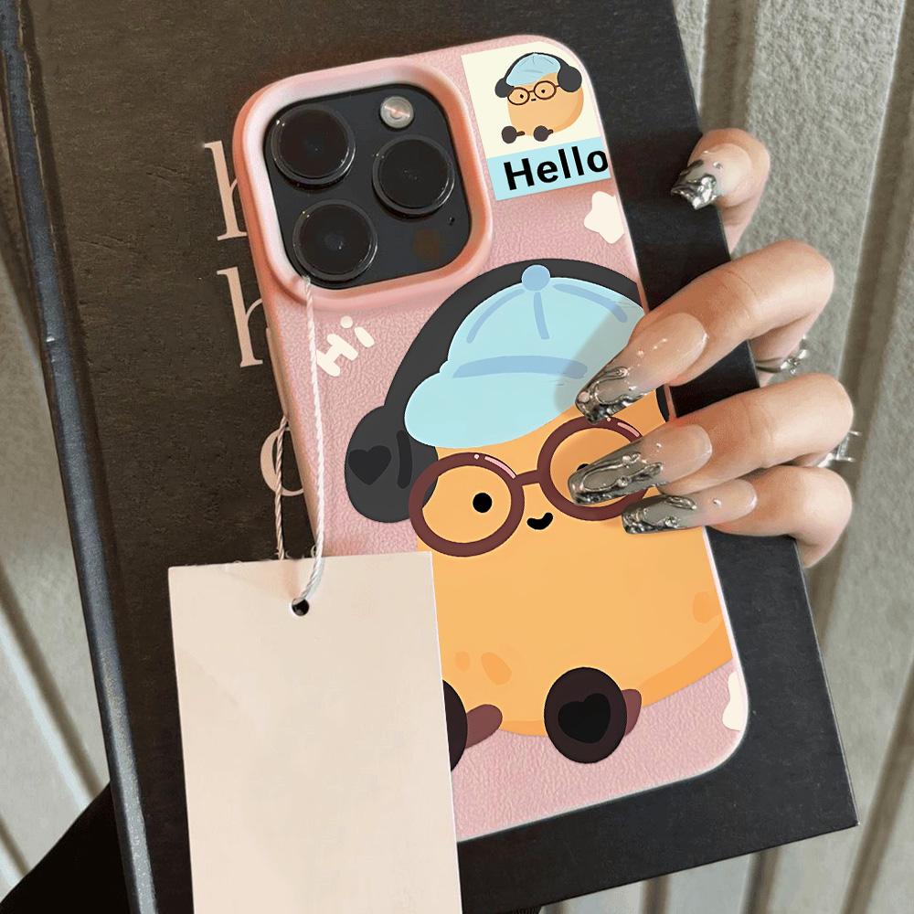 Custodia per telefono con sensazione di pelle per iPhone 11 13 16 Pro Max iPhone XR XS Max 14 15 Pro Max 12 13 Pro Max 16 Plus 13 Pro 14 Pro Colori Macaron Dipinti a Cartoni Animati