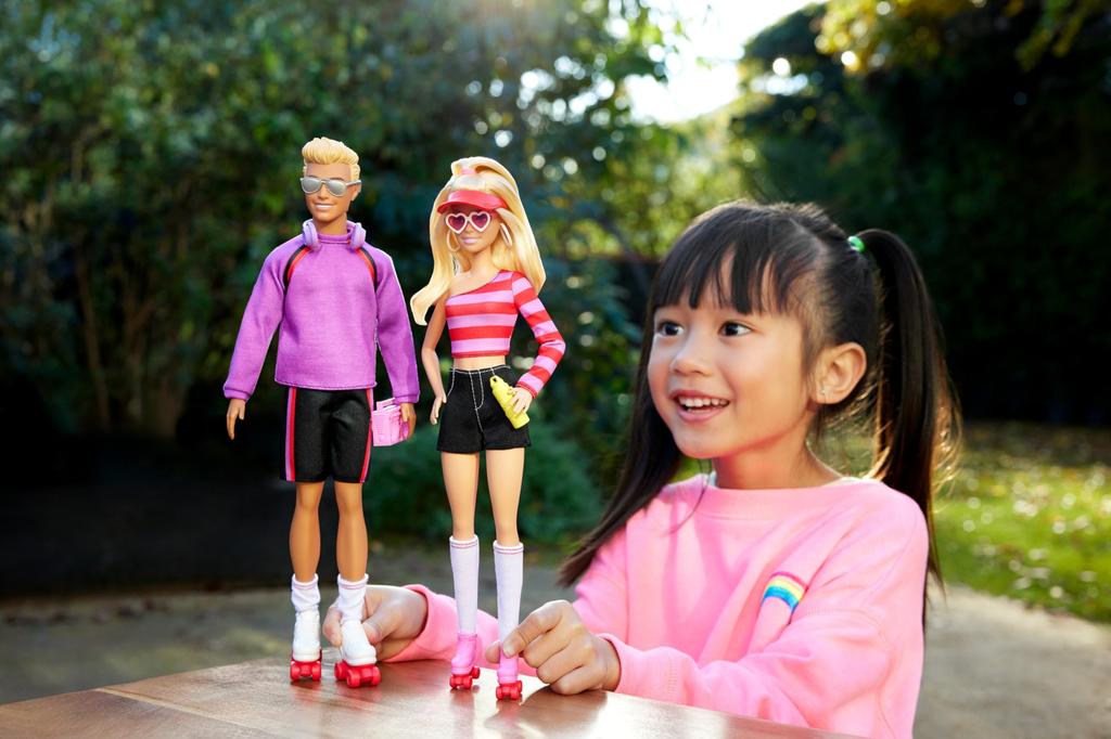 Barbie Fashionistas Set with 2 Fashion Dolls & 6 Accessories - Ken Roller Skating Fashion Doll 65th Anniversary Collection (Amazon Exclusive)