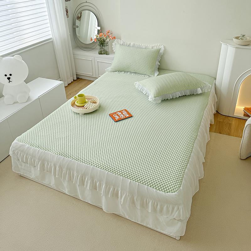 Antibacterial Breathable Fitted Sheet Cool Feeling Silk Mint Water Molecule Cooling Mat Summer Cool Bed Cover (With Pillowcase)