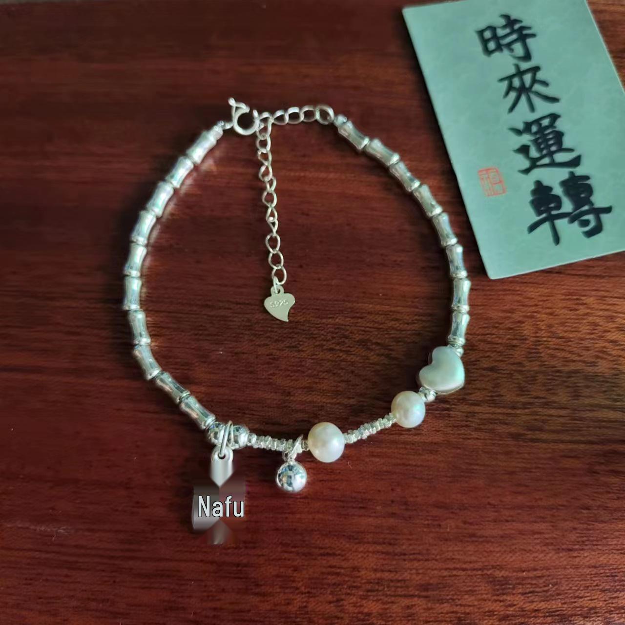 

Браслет-бангл з круглими намистинами-роздільниками з масивного стерлінгового срібла 925 проби для жінок - Шикарний, простий, у стилі для поїздок на роботу, тренд Pure Silver