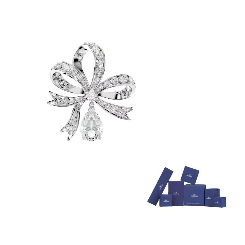 Swarovski Hyperbola Schleifenform Zirkonia Brosche Damenbrosche Silber 5680678 Box (Random Color) white