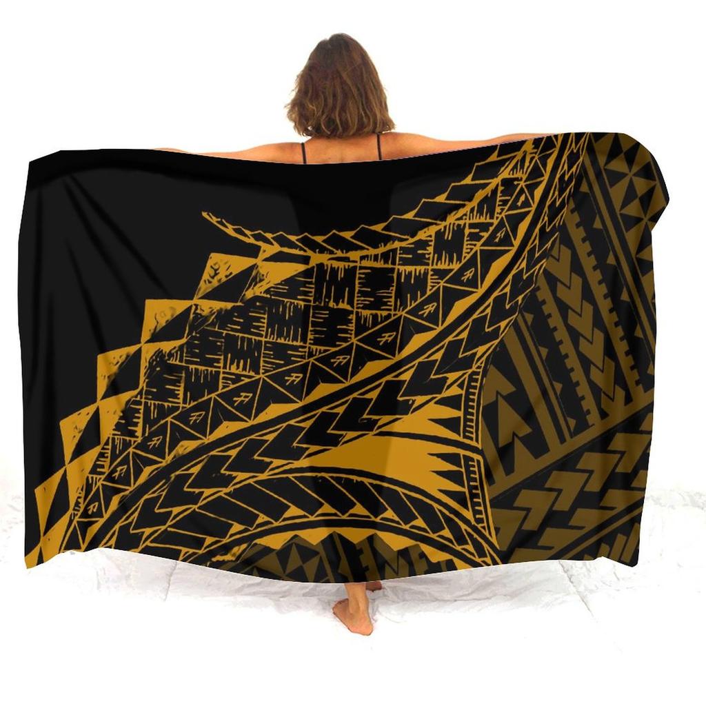 Soft And Comfortable Fabric Summer Beach Holiday Sun Sarong All-In-One Cover Coat Polynesian Print Tailored Women'S Sarong