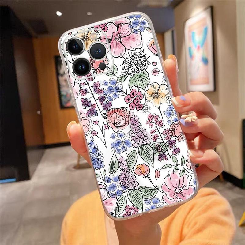 Flower Aesthetic Phone Case For Iphone 15 14 Pro Max 13 12 11 Pro Max XSMax XR 12 13 Mini 14 Plus