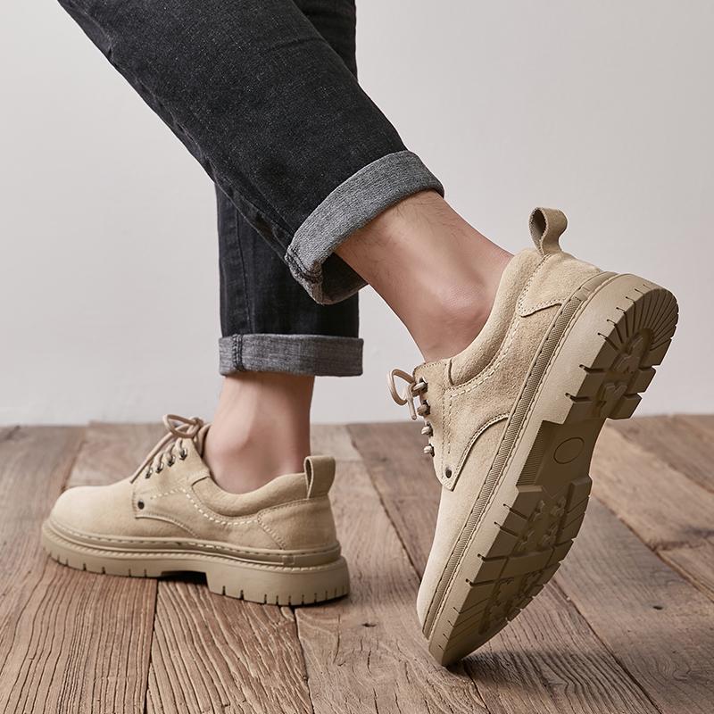 Platformowe Botki Elastyczne dla Mężczyzn Okrągły Nosek Wygodne Modne Odporne na Zużycie Outdoorowe Miękkie Casualowe Antypoślizgowe Botki Wiosna Jesień