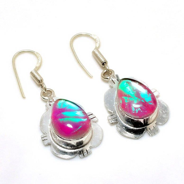 

Ювелирные серьги ручной работы с розовым тройным опалом 925 пробы, посеребренные, 1,51 дюйма