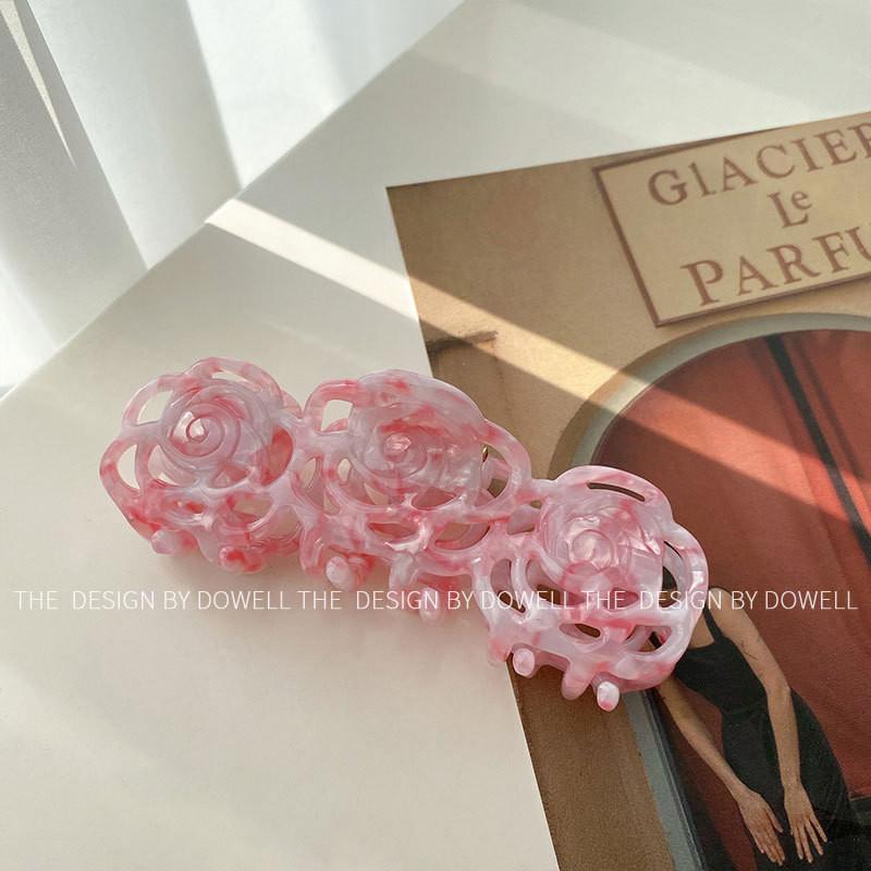 Vintage Style Flower Hair Claw Clip In Colorful Purple And Blush Pink Designs