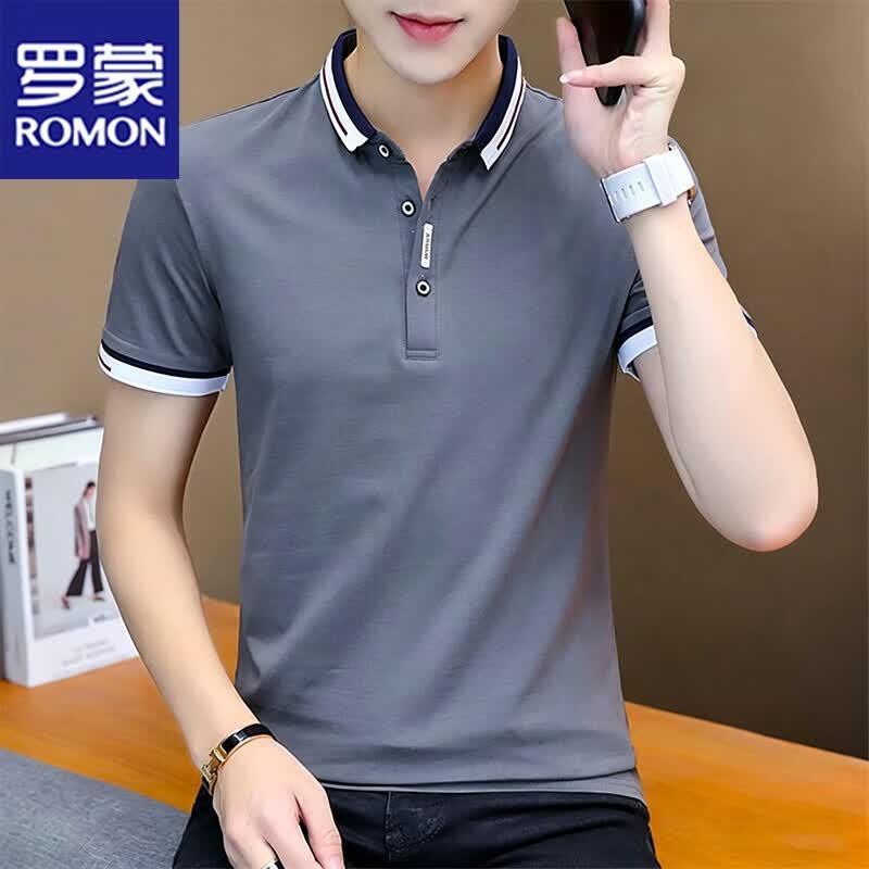 ROMON Herren Business Casual Polohemd mit kurzen Ärmeln