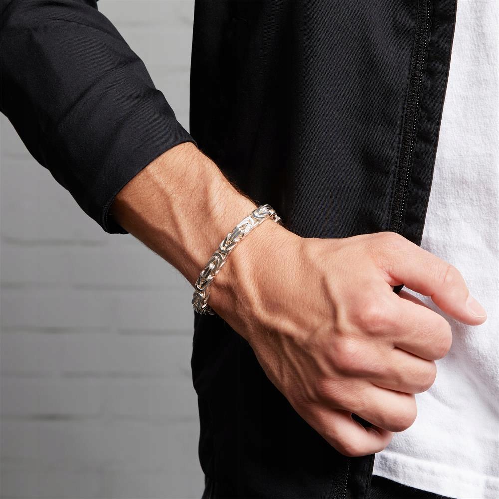 Men' Silver Bracelet 925 Silver Royal Byzantine 5mm/20cm