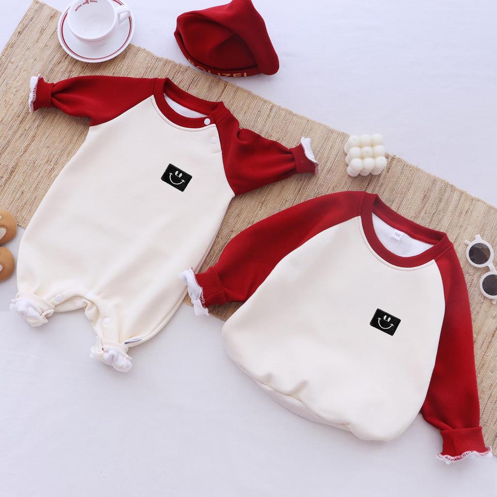 2025 Autumn/Winter Minimalist Family Sweatshirts: Heart Smiley Design for Mother & Child, Mother-Daughter/Son Plus Velvet