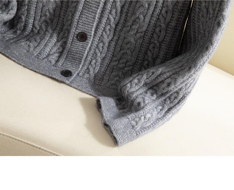 Korean Style Cable Knit Round Neck Cardigan: Single-Breasted, Loose, Warm Winter Sweater Coat