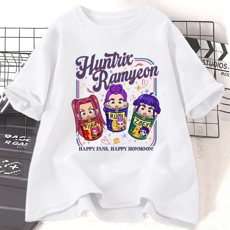 KPDH Ramyeon T Shirt for Women Demon Hunter Noodle T-Shirt Cool Cotton Short Sleeve Ladies Girls Tshirt Women's Clothing Street