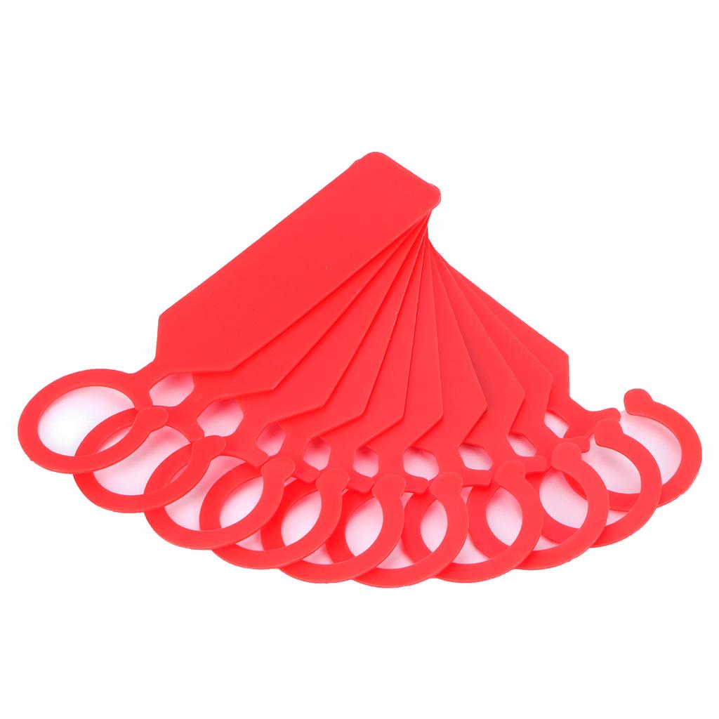 100 ks visaček na rostliny, stromy, závěsné květinové štítky, cedule, zahradnické příslušenství 11x2,4 cm, červené