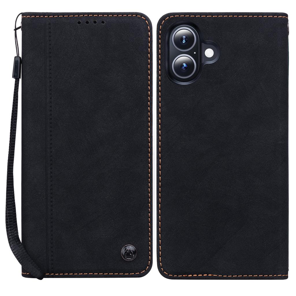 Für iPhone 17 Hülle Linienmuster Brieftasche Leder Handyhülle mit Riemen