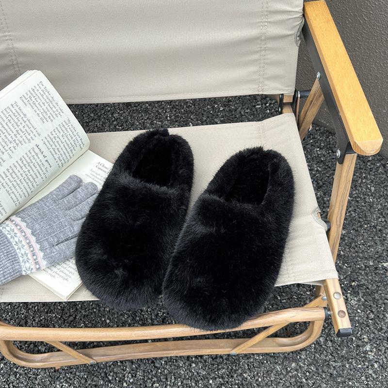 Mao Mao shoes women's outer wear 2025 new winter thick-soled plush warm furry one-pedal soft-soled maternity cotton shoes