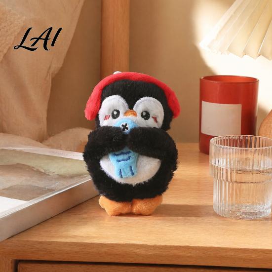 Plush Bag Charm Penguin Toy with Squeaker Cartoon Keychain Fluffy Ornament Pendant Stuffed Animal Doll for Backpack Schoolbag Pendant