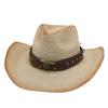 Bullhead Ethnic Wind Breathable Summer Beach Straw Hat Men'S And Women'S Striped Western Cowboy Hat