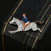 Baroque-Style Horse Rider Brooch Alloy Jewelry Accessories Elegant Lapel Decoration  Party