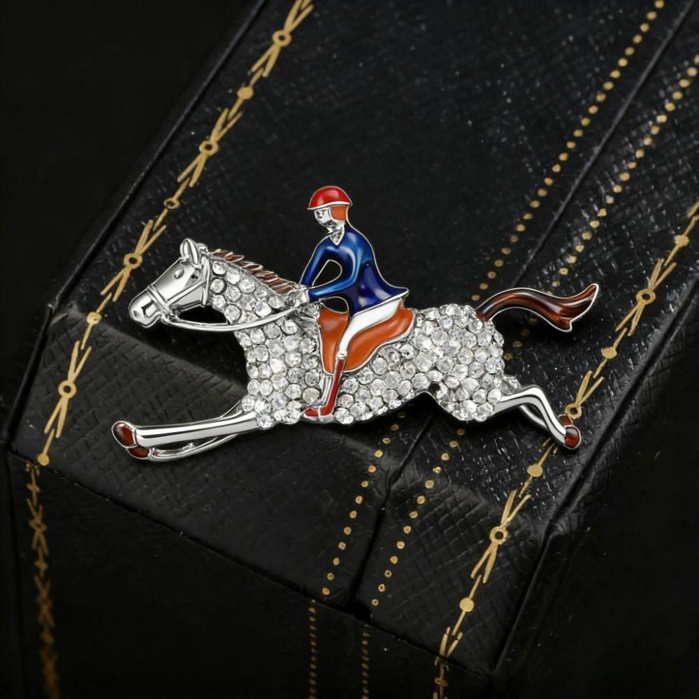 Baroque-Style Horse Rider Brooch Alloy Jewelry Accessories Elegant Lapel Decoration  Party