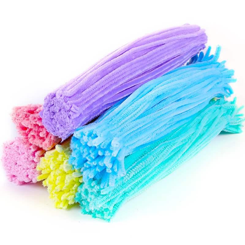 Encrypted Pipe Cleaners: Dense, Thickened 8mm White Strips with Mixed Colors for Handmade DIY Bouquets