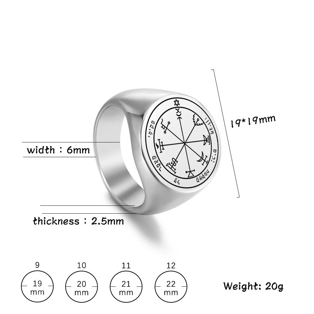 Vintage Tetragrammaton Rings Magical Wahyeh Blessed Pentagram of Solomon Finger Rings for Men Stainless Steel Jewelry