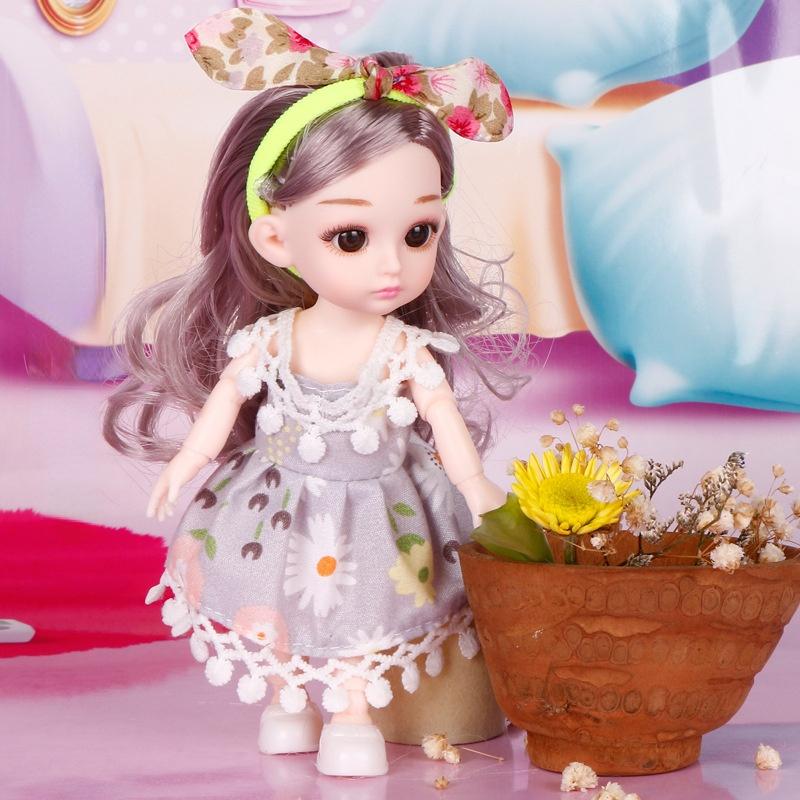 

Мини-подвижная 13-шарнирная кукла 17 см, игрушка для девочек, 3D большие глаза, BJD принцесса, полная одежда, коллекция платьев, детская кукла в подарок