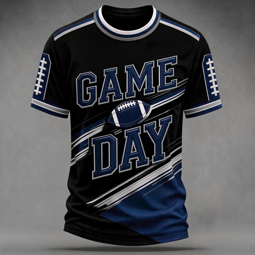 Men's Casual Football Fan Day Shirt for Cheering at Games