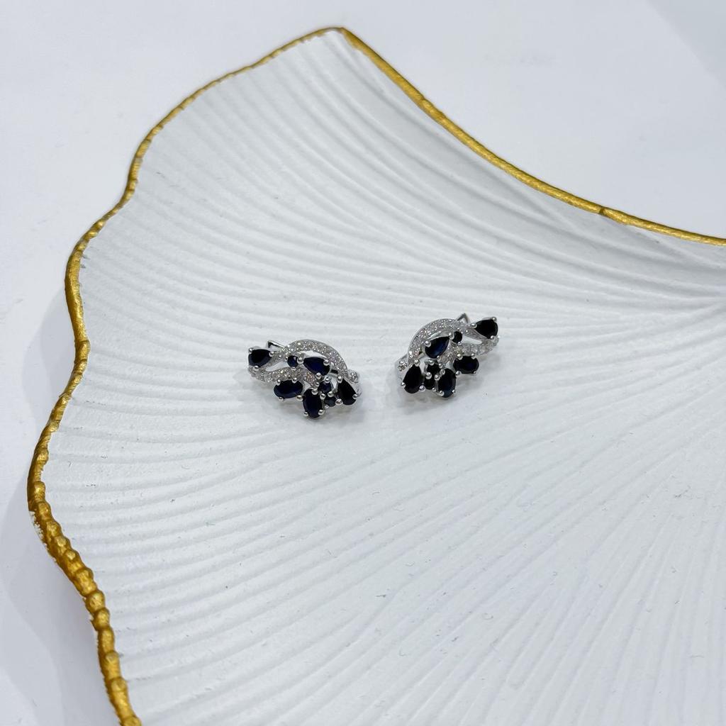 Серебряные серьги с натуральным сапфиром (2170334)