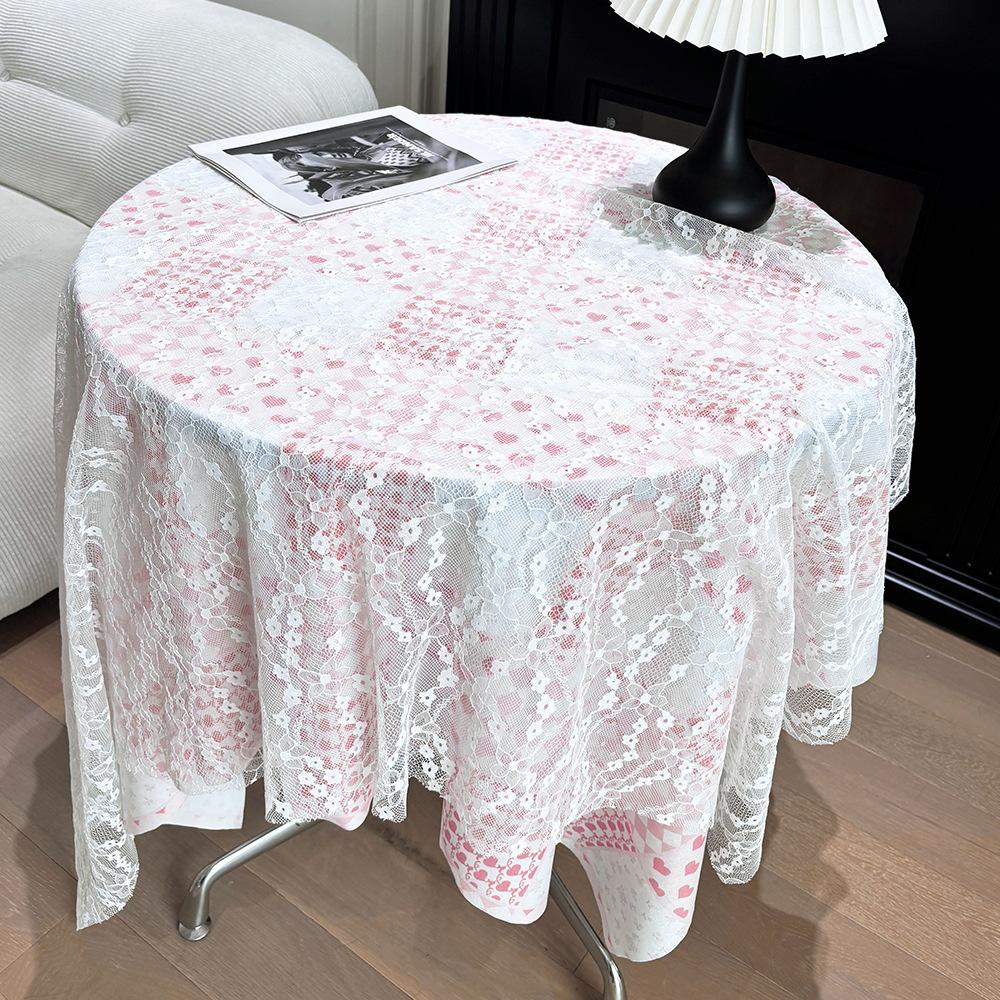 Lace Floral Tablecloth Desk Flannel Fabric Decoration Small Coffee Table Bedside Table Rectangular Retro Korean Style
