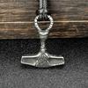 Viking Odin Hammer Pendant Necklace - Men's Retro Norwegian Style Party Accessory
