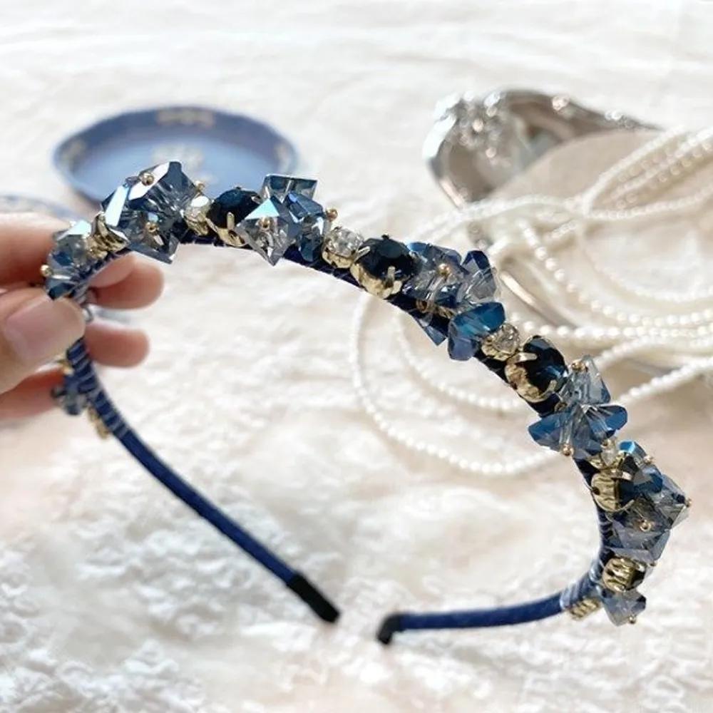 Blue Crystal Bead Hairband / Blue Jewel Headband