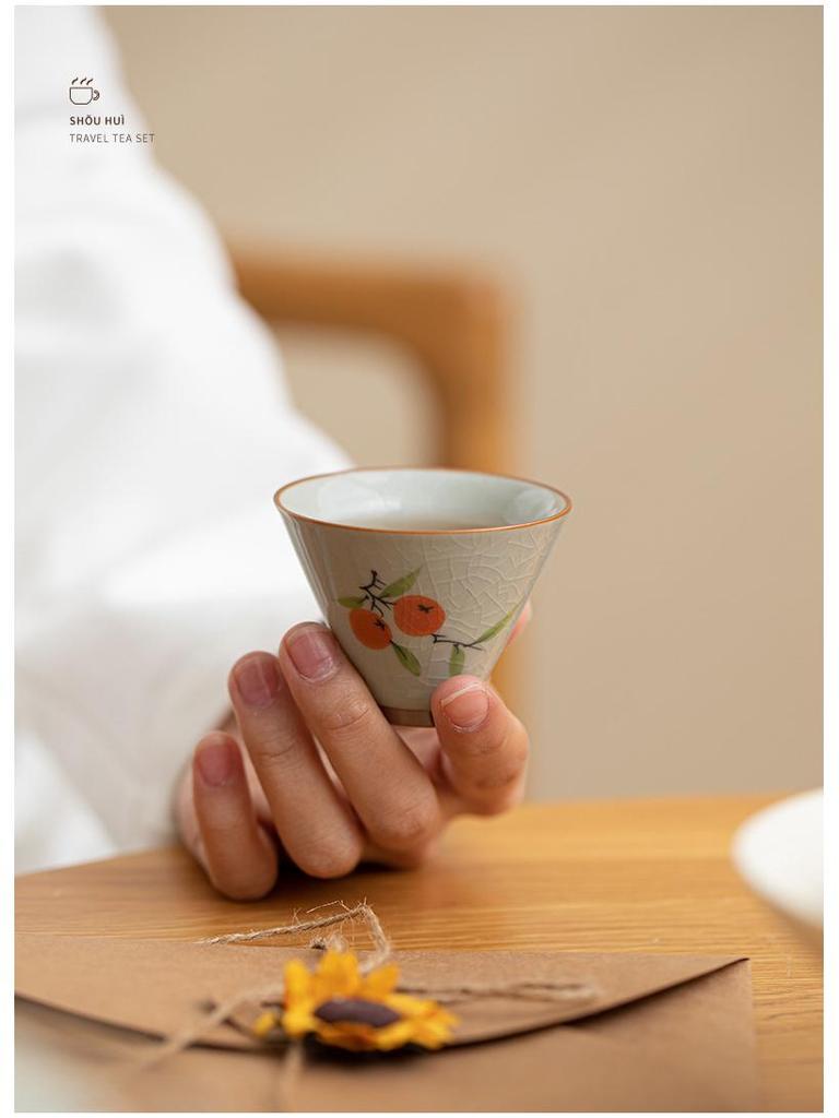 Portable Hand-Painted Travel Tea Set with One Pot and Four Cups – Perfect Business Gift