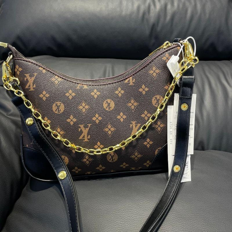 Medieval croissant bag, pea bag, old flower retro printing color matching chain, shoulder underarm bag, classic versatile new model