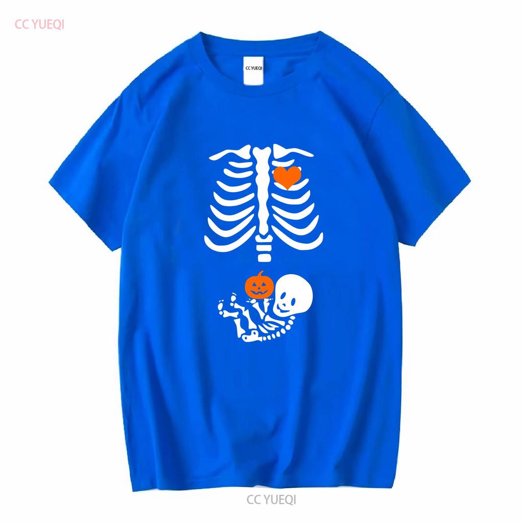 Halloween Skelett Schwangerschaft T-Shirt Mutterschaft Schwangerschaft Outfit lange oder kurze Ärmel Vintage gewaschen Unisex