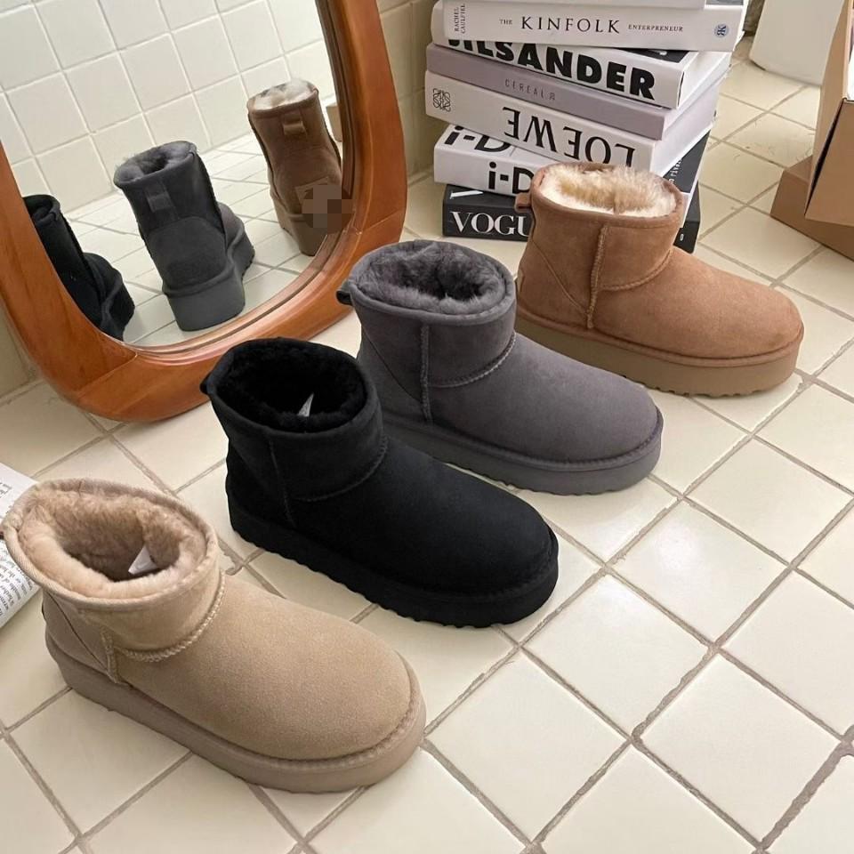 Henan Sangpo Sheepskin Snow Boots, Warm Wool Classic Style 5854, Thick Sole, Versatile Winter Fashion.