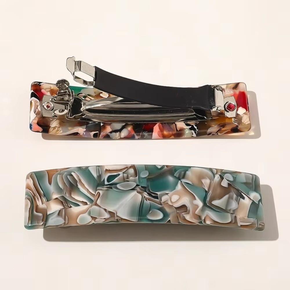 Acetate Acrylic French Hair Barrettes Curved Rectangle Styling Automatic Tortoise Shell Hair Clips Hair Accessories