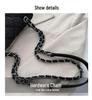 2024 Women's Small Textured Denim Crossbody Bag with Diamond Chain