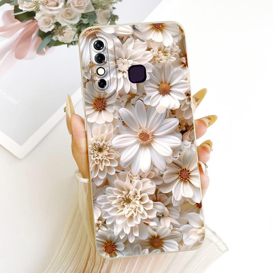 For Infinix Hot 8 / Hot 8 Lite X650 X650C X650B X650D Cute Cat Flower Cartoon Phone Case Shockproof Soft Silicone Covers Bumpers