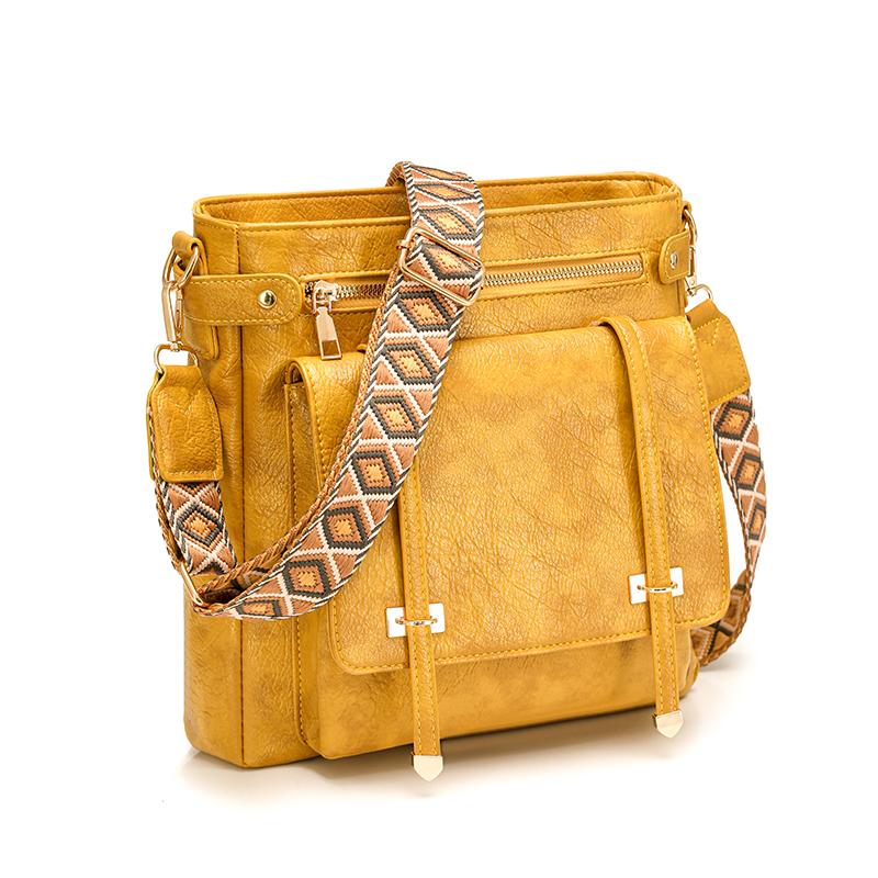 Women's Shoulder Bag Large Capacity Multi-Pocket Bucket Bag Commuter Crossbody Bag