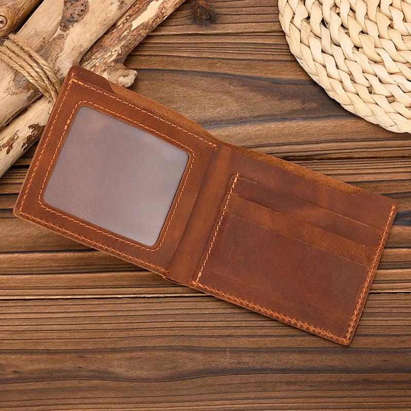 

Slim Wallets Man Genuine Leather Bifld Card Holder Small Bsuiness Short Purse Vintage Fashion Dropshipping Male Wallets Thin