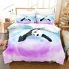Cute Panda Duvet Cover Cartoon Animal Bedding Set Microfiber Giant Panda Comforter Cover Twin for Kids Girls Teen Kawaii Bedroom